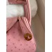 Hermes Mini Lindy Handmade Bag In Rose Sakura Ostrich Leather