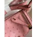 Hermes Mini Lindy Handmade Bag In Rose Sakura Ostrich Leather