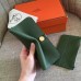 Hermes Dogon Duo Wallet In Green Clemence Leather