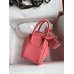 Hermes Mini Lindy Handmade Bag In Rose Lipstick Swift Leather