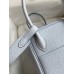 Hermes Lindy 26 Handmade Bag In Blue Brume Clemence Leather