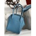 Hermes Lindy 26 Handmade Bag In Blue Jean Clemence Leather