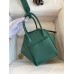 Hermes Lindy 26 Handmade Bag In Malachite Clemence Leather