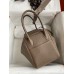Hermes Lindy 26 Handmade Bag In Taupe Clemence Leather