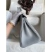 Hermes Birkin 25 Retourne Handmade Bag In Blue Glacier Clemence Leather