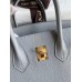 Hermes Birkin 25 Retourne Handmade Bag In Blue Glacier Clemence Leather