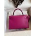 Hermes Kelly Mini II Sellier Handmade Bag In Rose Purple Chevre Mysore Leather