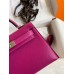 Hermes Kelly Mini II Sellier Handmade Bag In Rose Purple Chevre Mysore Leather