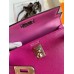 Hermes Kelly Mini II Sellier Handmade Bag In Rose Purple Chevre Mysore Leather