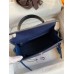 Hermes Kelly Sellier 25 Bicolor Bag in Blue Saphir and Blue France Epsom Calfskin