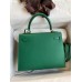Hermes Kelly Sellier 25 Handmade Bag In Vert Vertigo Epsom Calfskin