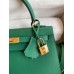 Hermes Kelly Sellier 25 Handmade Bag In Vert Vertigo Epsom Calfskin