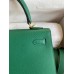Hermes Kelly Sellier 25 Handmade Bag In Vert Vertigo Epsom Calfskin