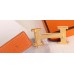 Hermes H Belt Buckle & Orange 32mm Clemence Strap