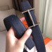 Hermes H dAncre Reversible Belt In Sapphire/Ardoise Leather