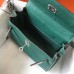 Hermes Kelly 20cm Bag In Vert Vertigo Clemence Leather PHW