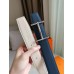 Hermes H dAncre Reversible Belt In Blue/White Epsom Leather