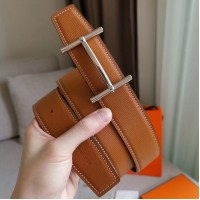 Hermes H d'Ancre Reversible Belt In Gold/Red Epsom Leather