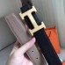 Hermes H Reversible Belt In Grey/Black Swift Leather
