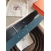 Hermes Quizz 32mm Reversible Belt In Blue Clemence Leather