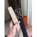 Hermes Tonight 38MM Reversible Belt In Navy/White Epsom Leather