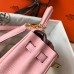Hermes Kelly 20cm Bag In Pink Clemence Leather GHW