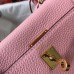Hermes Kelly 20cm Bag In Pink Clemence Leather GHW