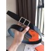 Hermes Officier Reversible 38mm Belt In Blue Clemence Leather