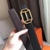 Hermes Pad Reversible Belt In Cafe Clemence Leather