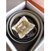 Hermes Pad Reversible Belt In Blue/White Epsom Leather