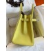 Hermes Birkin 30 Retourne Handmade Bag In Lime Epsom Calfskin