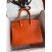 Hermes Birkin 30 Retourne Handmade Bag In Orange Ostrich Leather