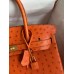Hermes Birkin 30 Retourne Handmade Bag In Orange Ostrich Leather
