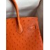 Hermes Birkin 30 Retourne Handmade Bag In Orange Ostrich Leather