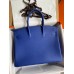 Hermes Birkin 35 Retourne Handmade Bag In Blue Electric Clemence Leather