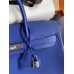 Hermes Birkin 35 Retourne Handmade Bag In Blue Electric Clemence Leather