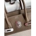 Hermes Birkin 35 Handmade Bag In Toile & Taupe Clemence Leather
