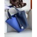 Hermes Picotin Lock 18 Bicolor Handmade Bag in Blue and Blue Saphir Clemence Leather