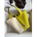 Hermes Picotin Lock 18 Bicolor Handmade Bag in Craie and Lime Clemence Leather