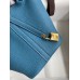 Hermes Picotin Lock 18 Handmade Bag in Blue Jean Clemence Leather