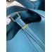 Hermes Picotin Lock 18 Handmade Bag in Blue Jean Clemence Leather