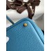 Hermes Picotin Lock 18 Handmade Bag in Blue Jean Clemence Leather