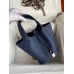 Hermes Picotin Lock 18 Handmade Bag in Blue Saphir Clemence Leather