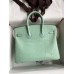 Hermes Birkin 25 Retourne Handmade Bag In Vert Deau Matte Alligator Leather