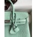Hermes Birkin 25 Retourne Handmade Bag In Vert Deau Matte Alligator Leather
