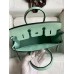 Hermes Birkin 25 Retourne Handmade Bag In Vert Deau Matte Alligator Leather