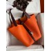 Hermes Picotin Lock 22 Bicolor Handmade Bag in Orange and Burgundy Swift Leather