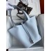 Hermes Picotin Lock 22 Handmade Bag in Blue Brume Clemence Leather