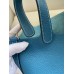 Hermes Picotin Lock 22 Handmade Bag in Blue Jean Clemence Leather