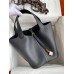 Hermes Picotin Lock 22 Handmade Bag in Black Clemence Leather